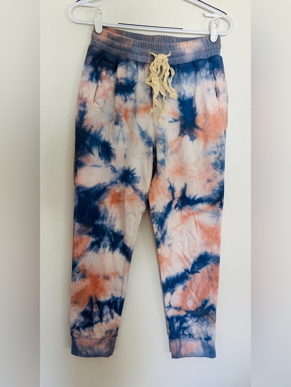 POL Tie Dye Joggers Blue Peach Burst Sweatpants Small